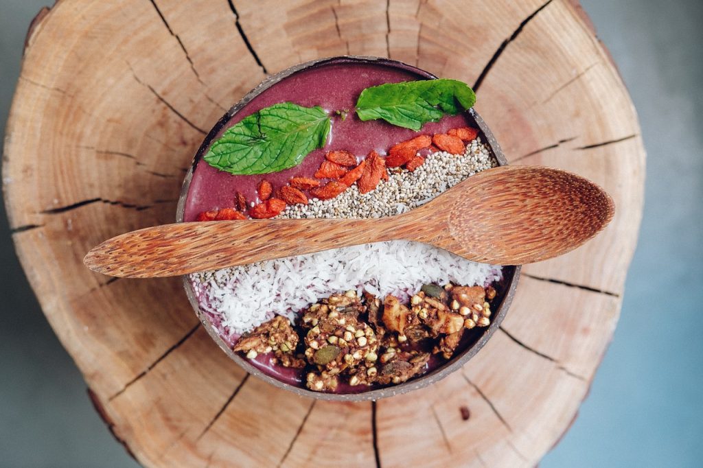 acai bowl with muesli and coconut